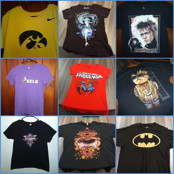10 T-SHIRT MYSTERY BUNDLE - Bulk Lot Set Random Tees Shirts - Picture 15 of 16